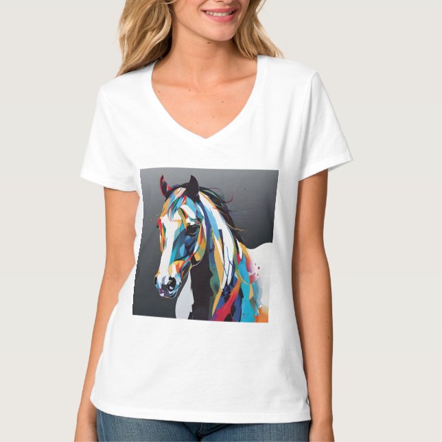 Abstraktes Pferd Mustang Pony Bronco Colt T-Shirt (Vorderseite)