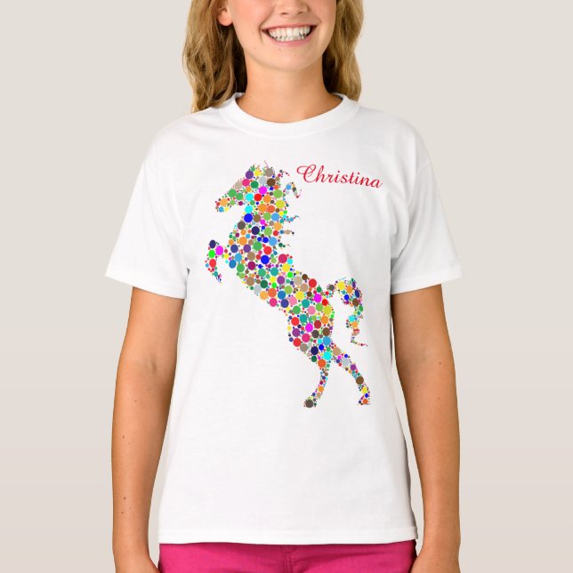 Abstraktes Pferdet-shirt kundengerechter Text T-Shirt (Vorderseite)