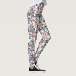 Abstraktes Pfirsich-Rosen-Design Leggings