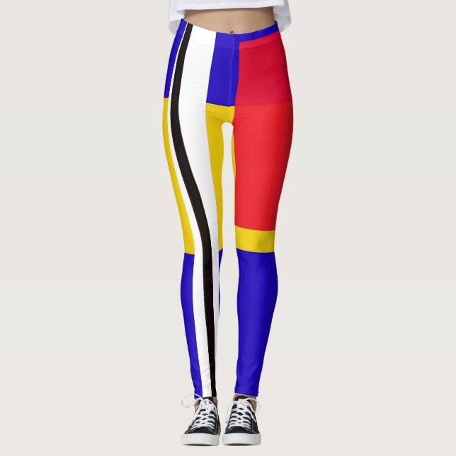 Abstraktes Piet Mondrian  Leggings (Vorderseite)