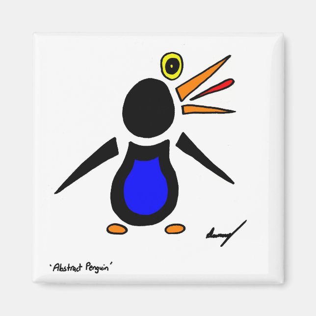 Abstraktes Pinguin Square Magnet (Vorne)