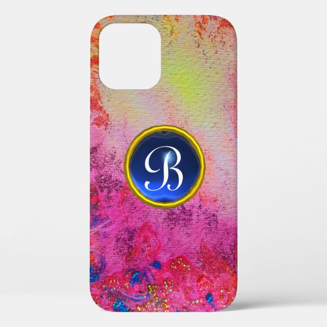 ABSTRAKTES PINK LILA BLUE GEM MONOGRAM iPho Case-Mate iPhone Hülle (Rückseite)