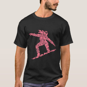 Abstraktes Pink Snowboarder Wintersport Art Design T-Shirt