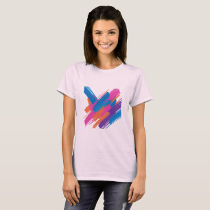 Abstraktes Pinselstrich-Kunst-T-Shirt – Vibrantes T-Shirt
