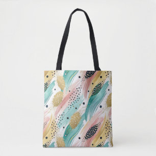 Abstraktes Pinselstrich- und Dotmuster - Goldener Tasche