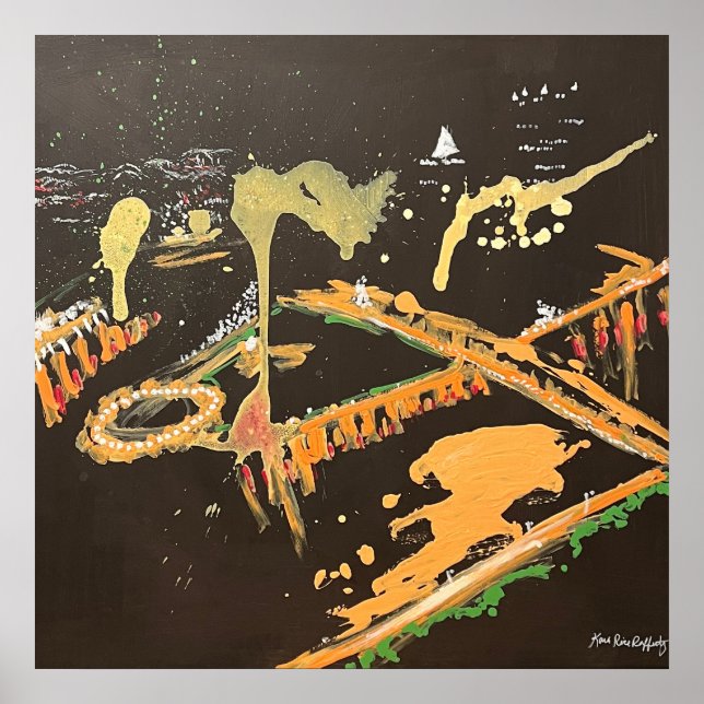 Abstraktes Pittsburgh Skyline-Gemälde Poster (Vorne)