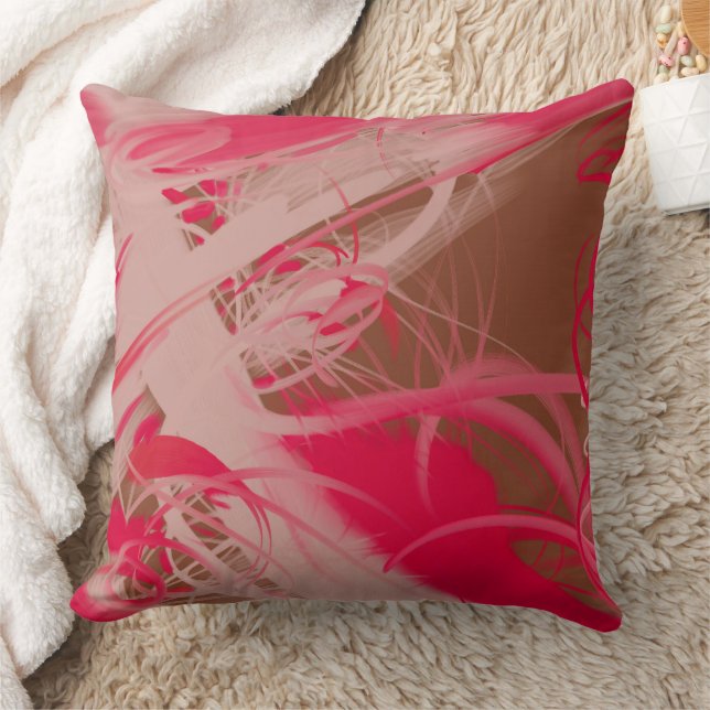 Abstraktes plattiertes Paint Pink Brown Kissen (Decke)