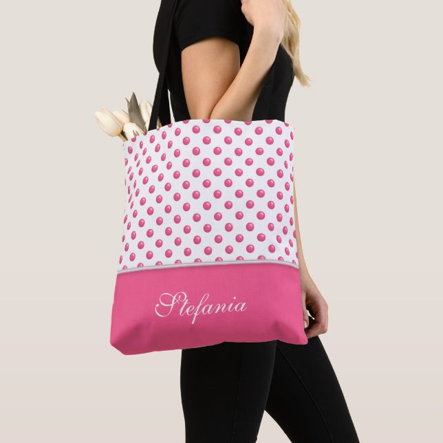 Abstraktes Polkapunkte Rosa-moderner Entwurf Tasche (Von Nahem)