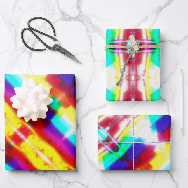 Abstraktes Popart Rainbow Wrapping FlatSheet-Set Geschenkpapier Set (Vorderseite)