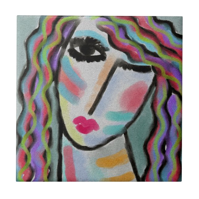 Abstraktes Portrait einer Frau ohne Titel Fliese (Vorderseite)