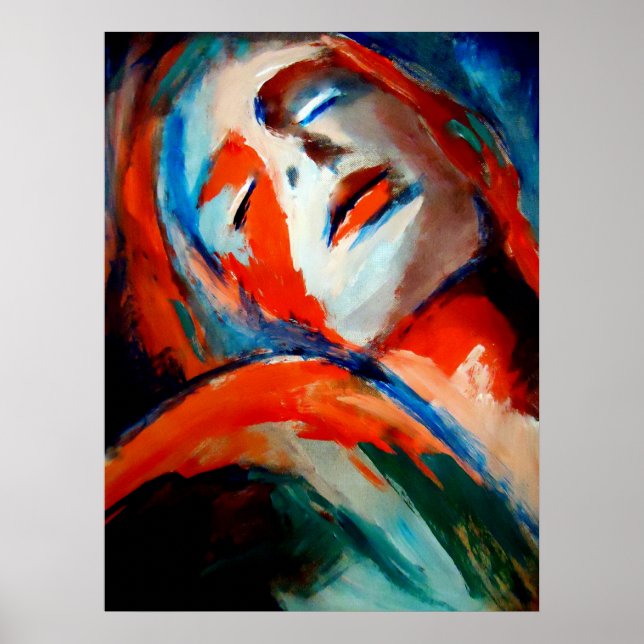 Abstraktes Portrait einer Malerin - Kunstdrucke Poster (Vorne)