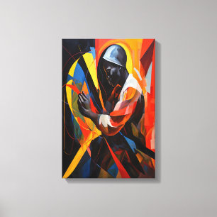 Abstraktes Portrait in lebhaften Farben Moderne Ku Leinwanddruck
