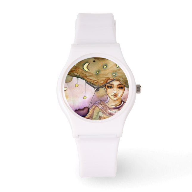 Abstraktes Porträt und hübsche Frau Armbanduhr (Vorderseite)