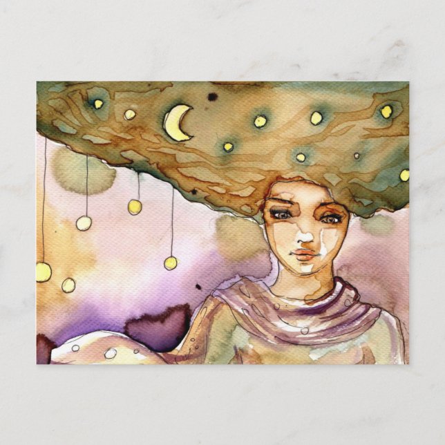 Abstraktes Porträt und hübsche Frau Postkarte (Vorderseite)