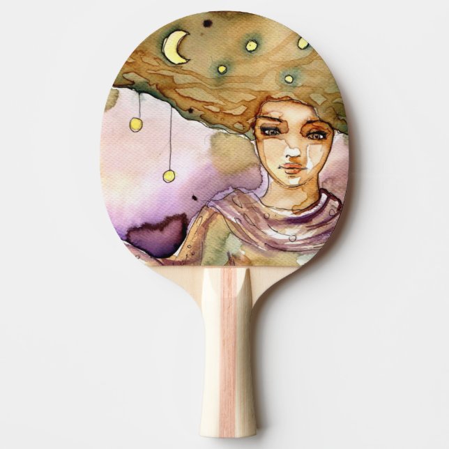 Abstraktes Porträt und hübsche Frau Tischtennis Schläger (Vorderseite)