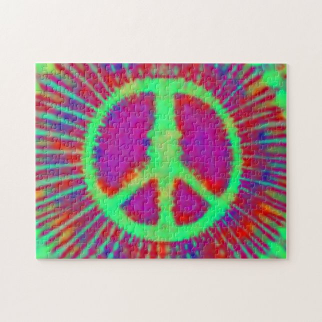 Abstraktes psychedelisches Tie-Dye-Friedenszeichen (Horizontal)