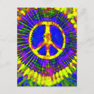Abstraktes psychedelisches Tie-Dye-Friedenszeichen Postkarte
