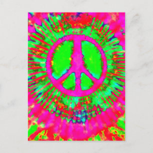 Abstraktes psychedelisches Tie-Dye-Friedenszeichen Postkarte