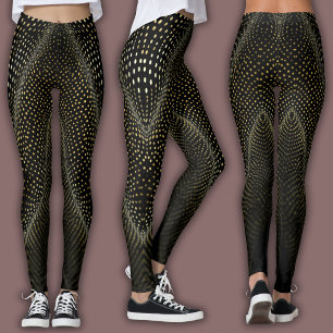 Abstraktes Punkte-Muster   Schwarz-gelbes Halbtonr Leggings
