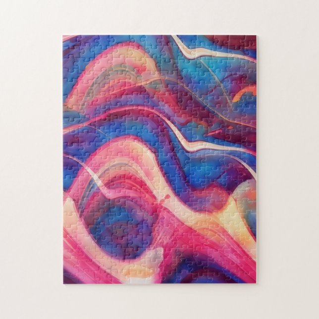 Abstraktes Puzzle in Blau und Rosa (Vertikal)