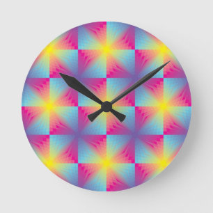 Abstraktes quadratisches vektormosaik runde wanduhr