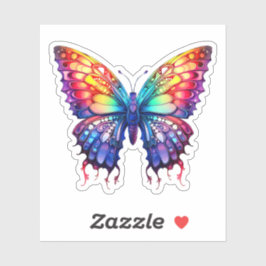 Abstraktes Rainbow Butterfly Wasserfarbenspiel Aufkleber