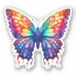Abstraktes Rainbow Butterfly Wasserfarbenspiel Aufkleber