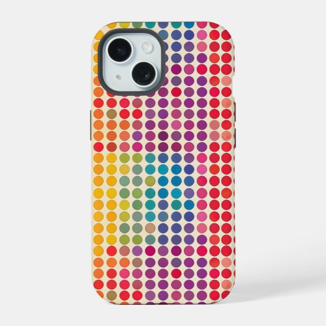 Abstraktes Rainbow Dot Muster iPhone 15 Hülle (Rückseite)