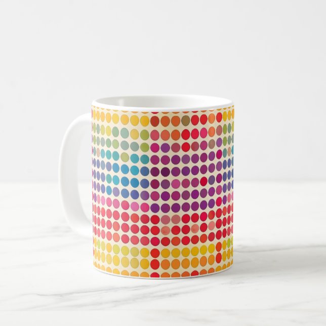 Abstraktes Rainbow Dot Muster Kaffeetasse (Vorderseite Links)