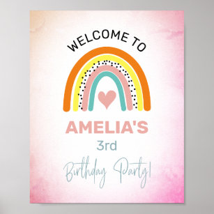 Abstraktes Rainbow Girl's 3. Geburtstag Party Will Poster