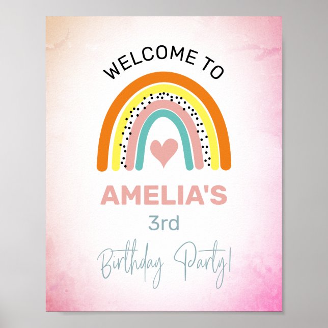 Abstraktes Rainbow Girl's 3. Geburtstag Party Will Poster (Vorne)