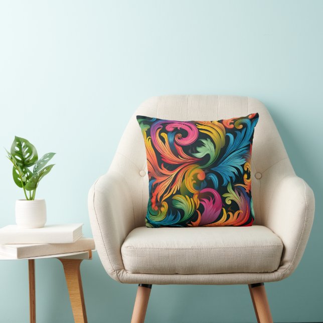 Abstraktes Rainbow Leaf Muster Kissen (Stuhl )