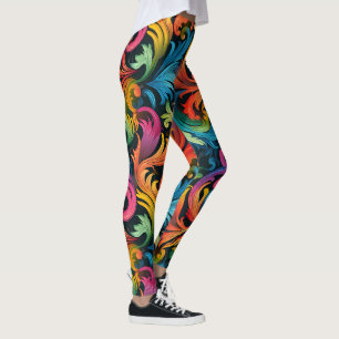 Abstraktes Rainbow Leaf Muster Leggings