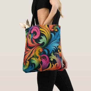 Abstraktes Rainbow Leaf Muster Tasche