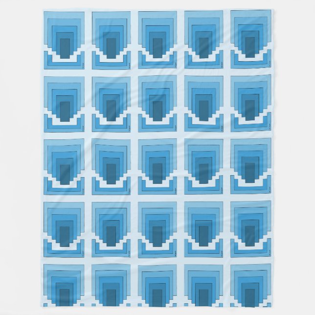 Abstraktes Rechteck in Blau Fleecedecke (Vorderseite)