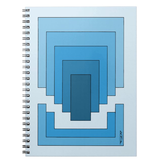 Abstraktes Rechteck in Blau Notizblock (Vorderseite)