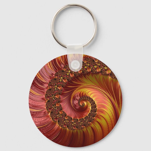 Abstraktes Red Fiery Spiral Fraktal Schlüsselanhänger (Vorderseite)