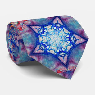 ABSTRAKTES RED PINK BLUE STARS Fraktal Geometrisch Krawatte