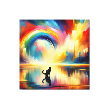 Abstraktes Regenbogen und Katze Reflektieren des O