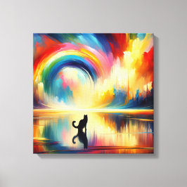 Abstraktes Regenbogen und Katze Reflektieren des O Leinwanddruck
