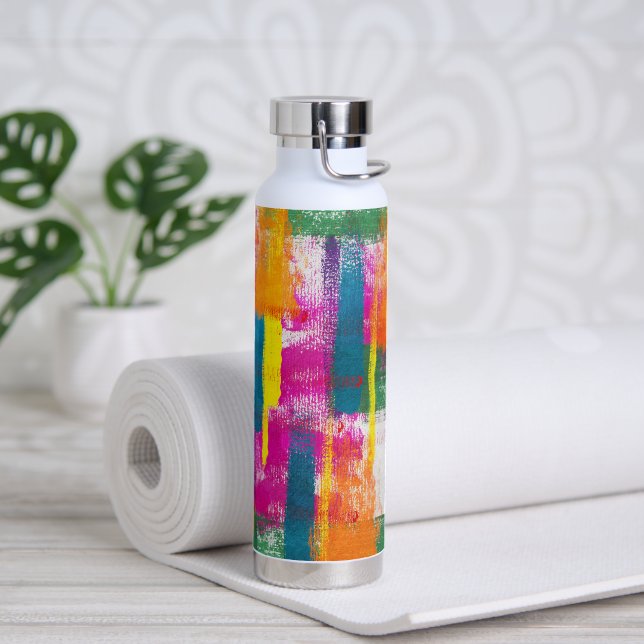Abstraktes Regenbogenfarbmuster Trinkflasche (Yoga)