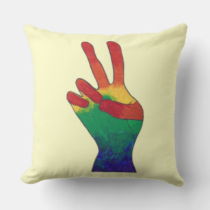 Abstraktes Regenbogenfriedenhandzeichen Kissen