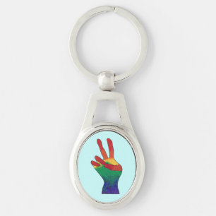 Abstraktes Regenbogenfriedenshilfeschild Schlüssel Schlüsselanhänger