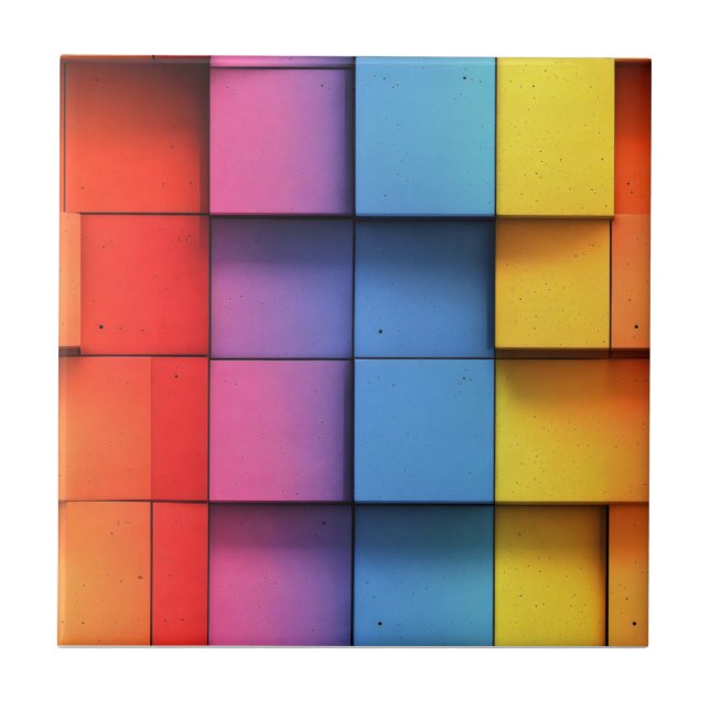 Abstraktes Regenbogenmuster Fliese (Vorderseite)
