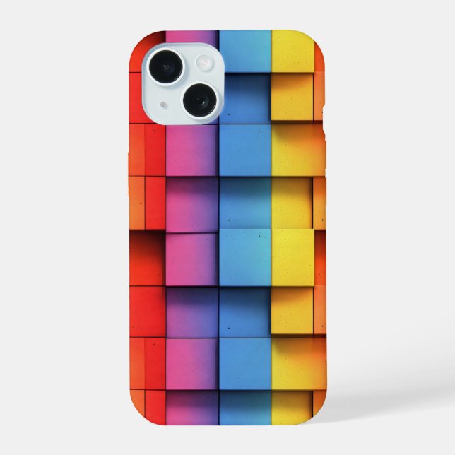 Abstraktes Regenbogenmuster iPhone 15 Hülle (Rückseite)