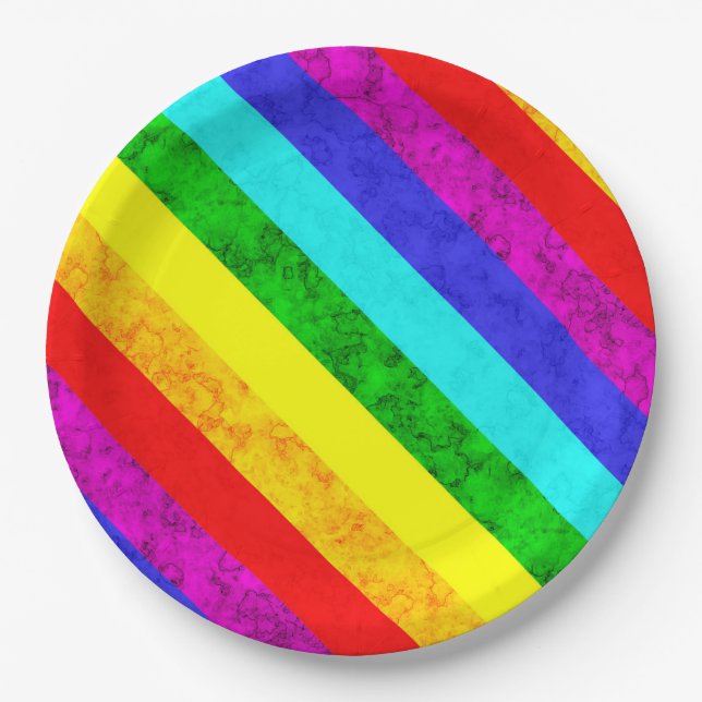 Abstraktes Regenbogenmuster Pappteller (Vorderseite)