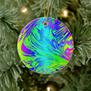 Abstraktes Regenbogenöl Keramik Ornament