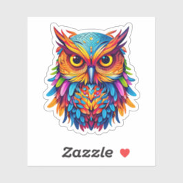 Abstraktes Regenbogenowl Farbenfrohe Wasserfarbens Aufkleber