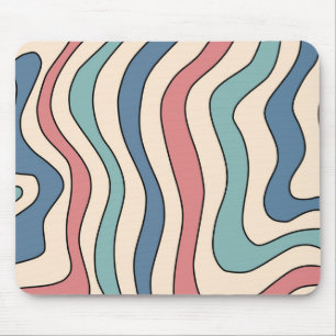 Abstraktes Retro 70er Marmor Blau Rot Groovy Muste Mousepad