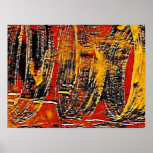 Abstraktes Retro Circle Wheel Red Black Poster